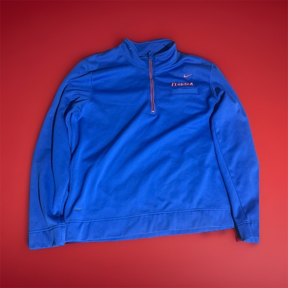 Vintage Florida Gators 1/4 Zip Mens L Blue Pullover Sweatshirt Y2K NikeFit